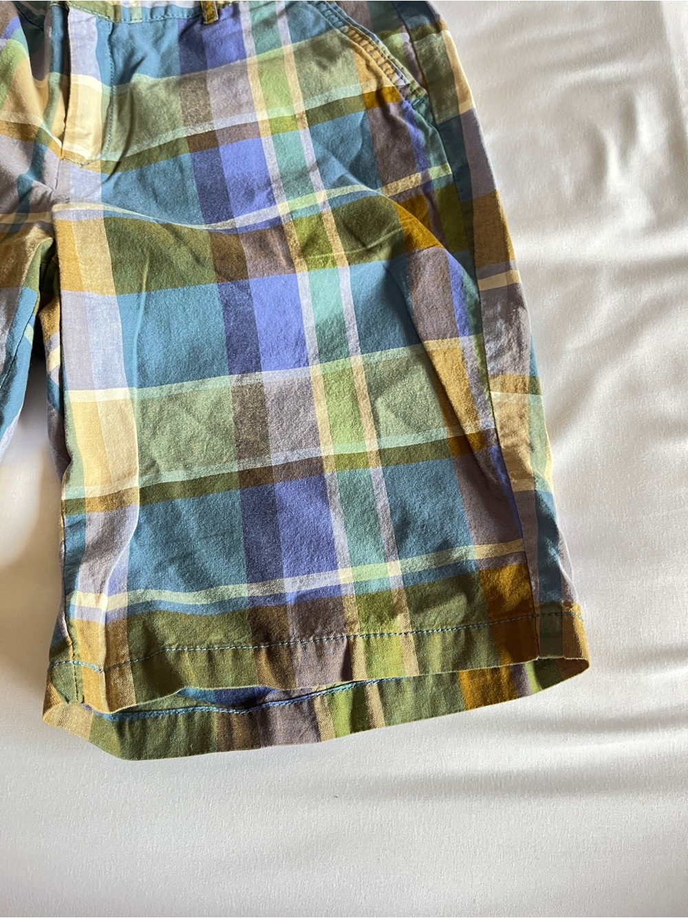 Merona Women Plaid Shorts Size 8 Cotton Blue Green Brown Casual Summer Chino - Picture 14 of 16